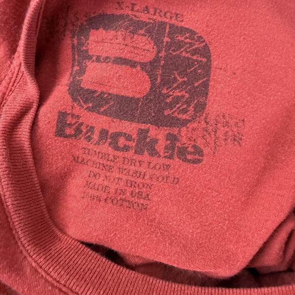 Buckle Shirt Womens Extra Large Red Graphic Cross Faded Made in USA Y2K Mallcore - Picture 5 of 9